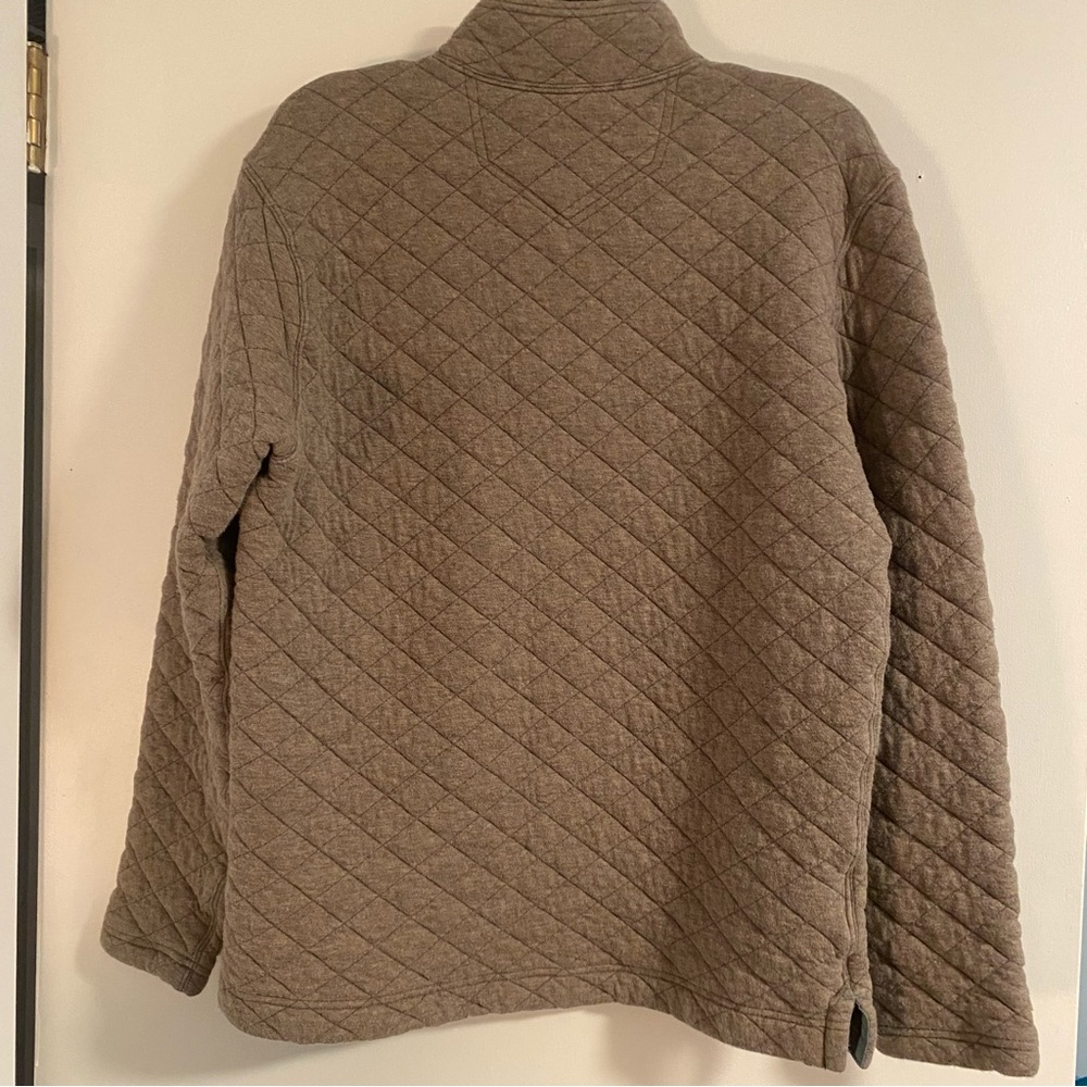 Eddie Bauer Quilted Sweater Men Sz M Brown Henley 1/4 Zip Pullover Outdoor Gorp - Picture 7 of 7